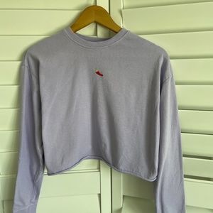 Topshop Spicy Cropped Sweater in Purple/Lilac Pepper